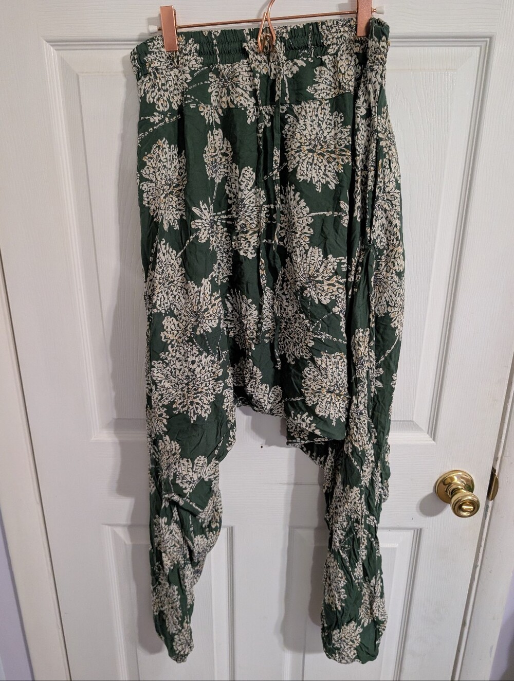Buddha Womens Pants Original Harem Pants Green Boho Floral Size Medium